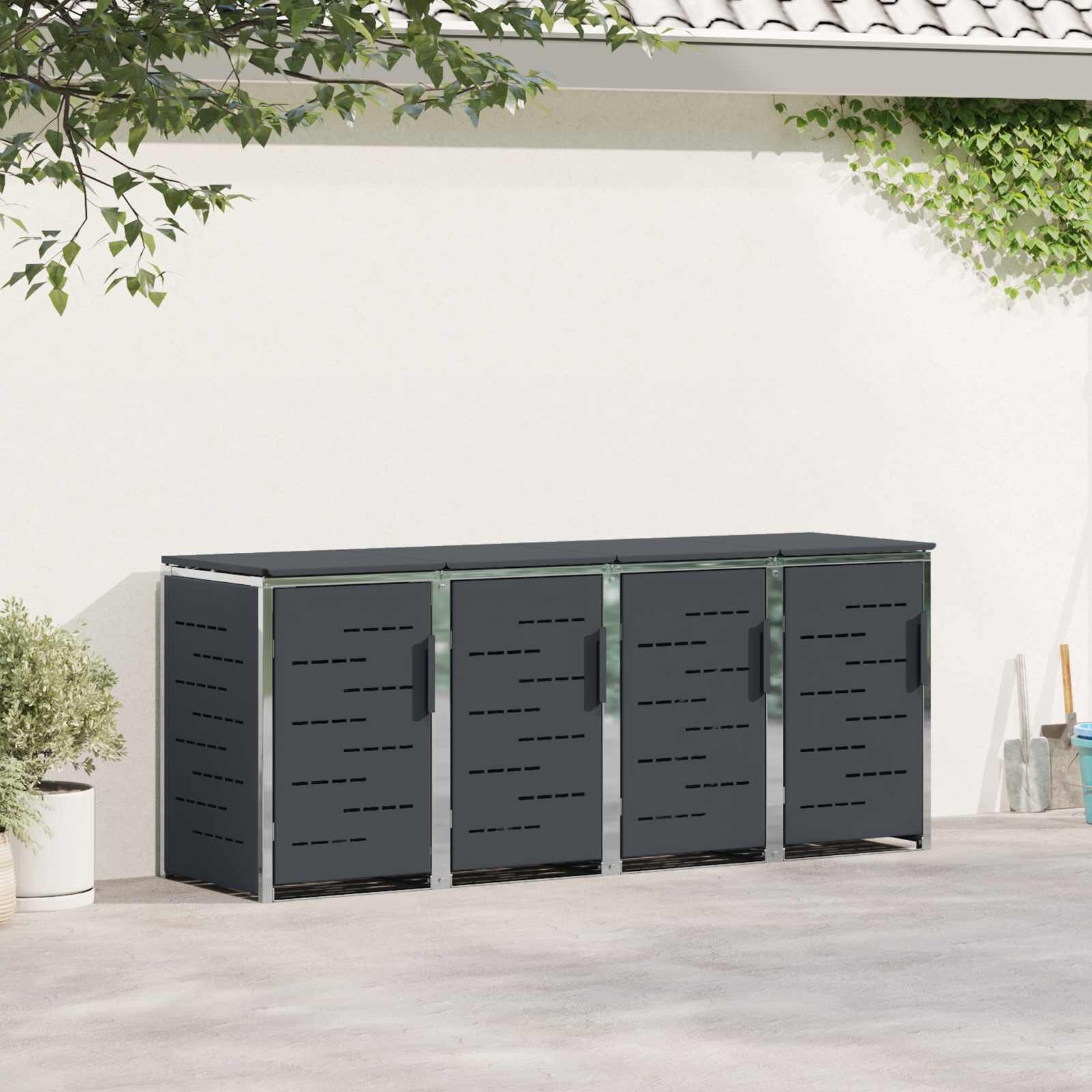 vidaXL Съхранение на контейнер for 4 Bins 240L Неръждаема стомана
