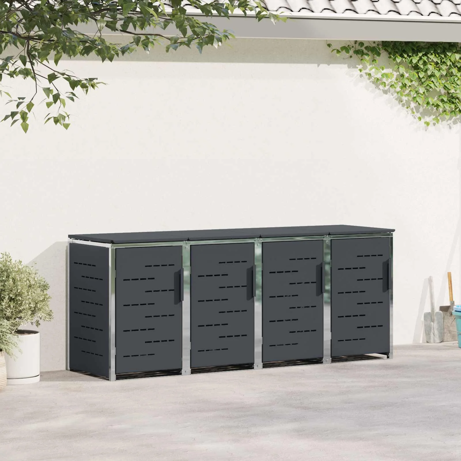 vidaXL Съхранение на контейнер for 4 Bins 240L Неръждаема стомана