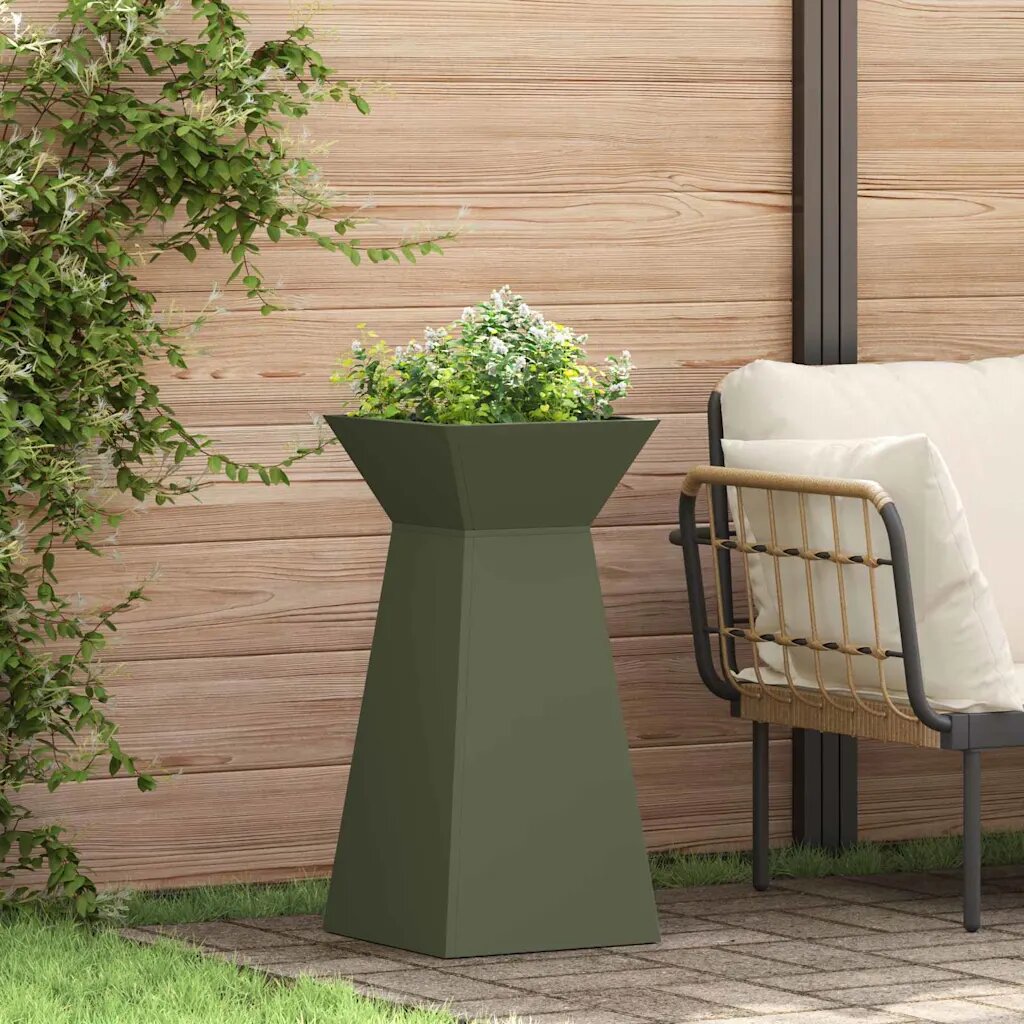 vidaXL Саксия с колона 2 бр. Маслиненозелено 35 x 35 x 73 см
