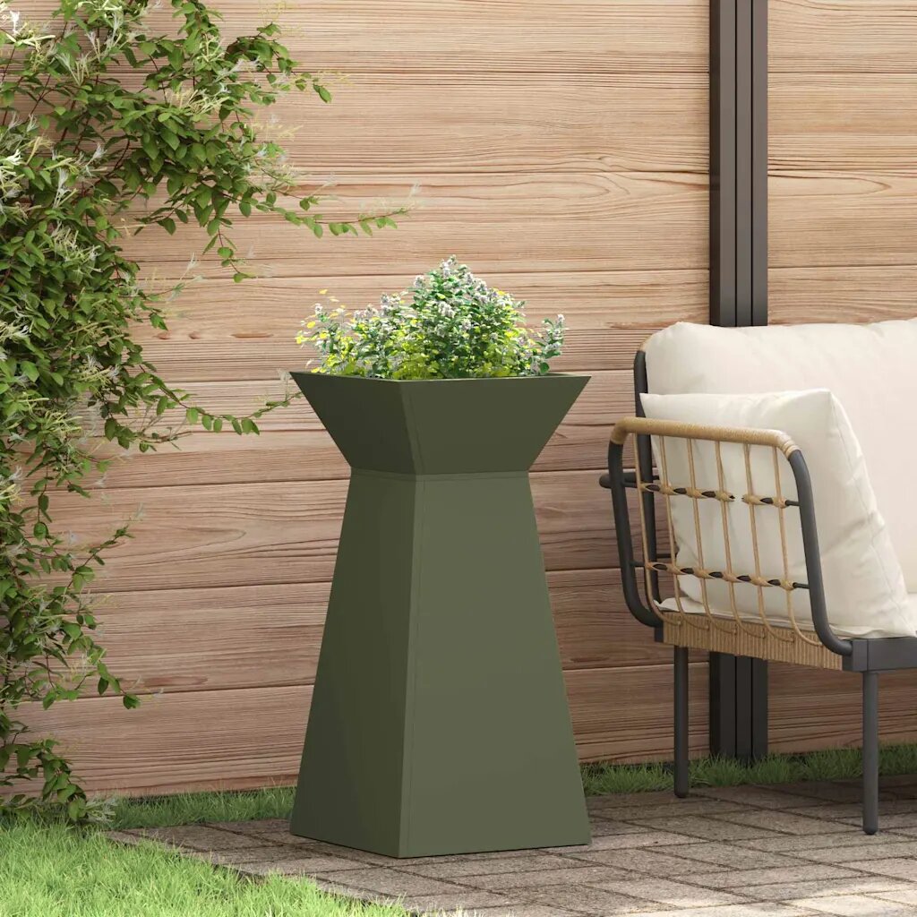 vidaXL Саксия с колона Маслиненозелено 35 x 35 x 73 см