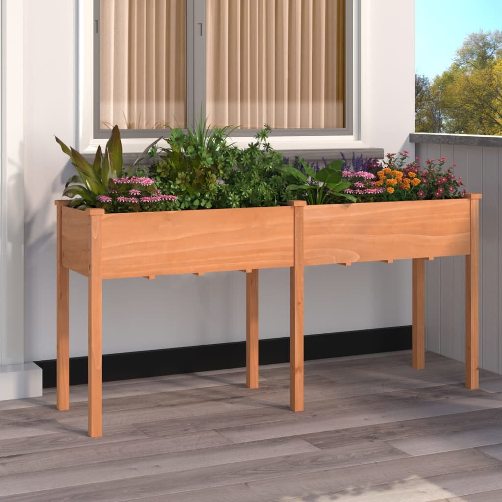 vidaXL Саксия с вложка кафява 161x45x76 см масивна ела