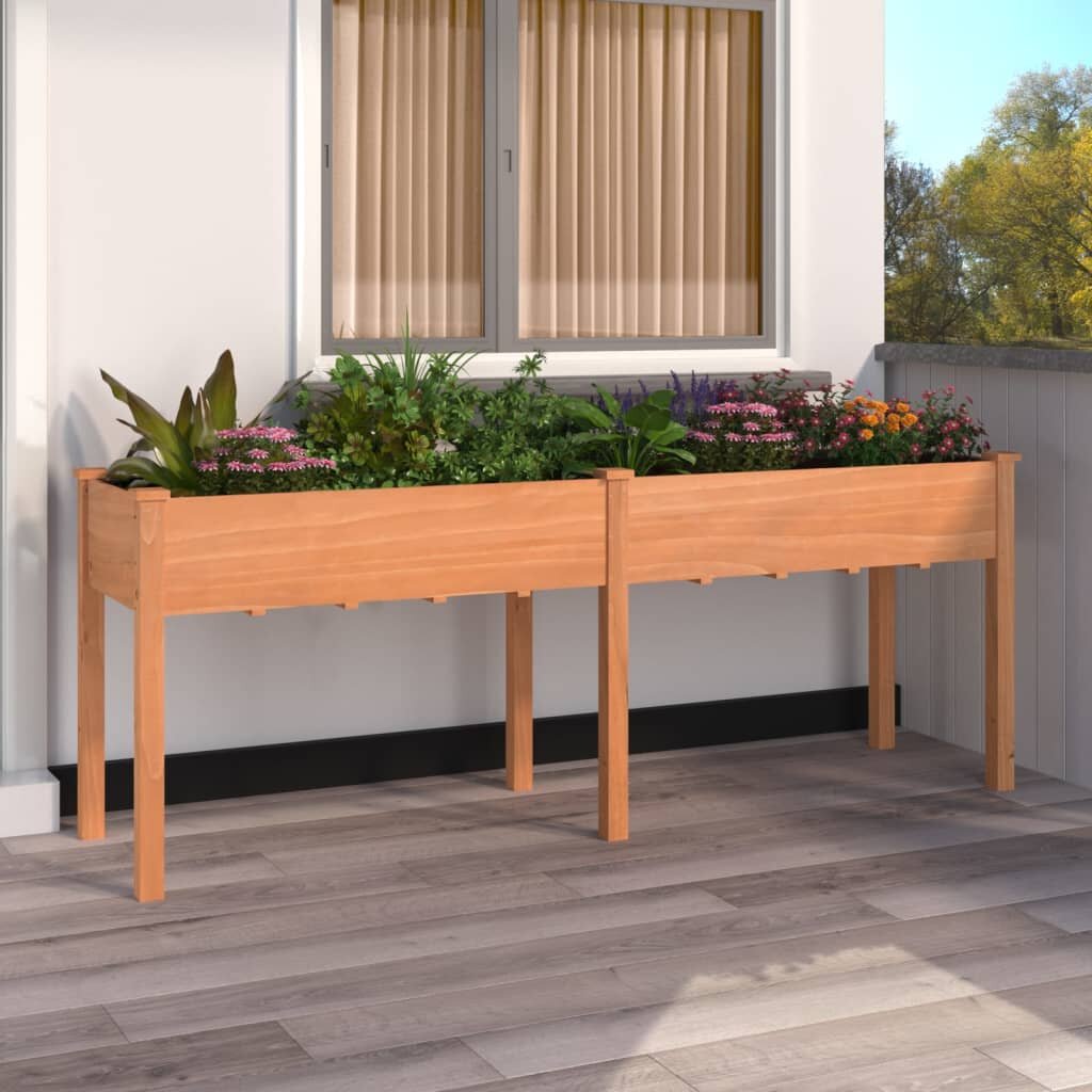 vidaXL Саксия с вложка кафява 203x53x76 см масивна ела