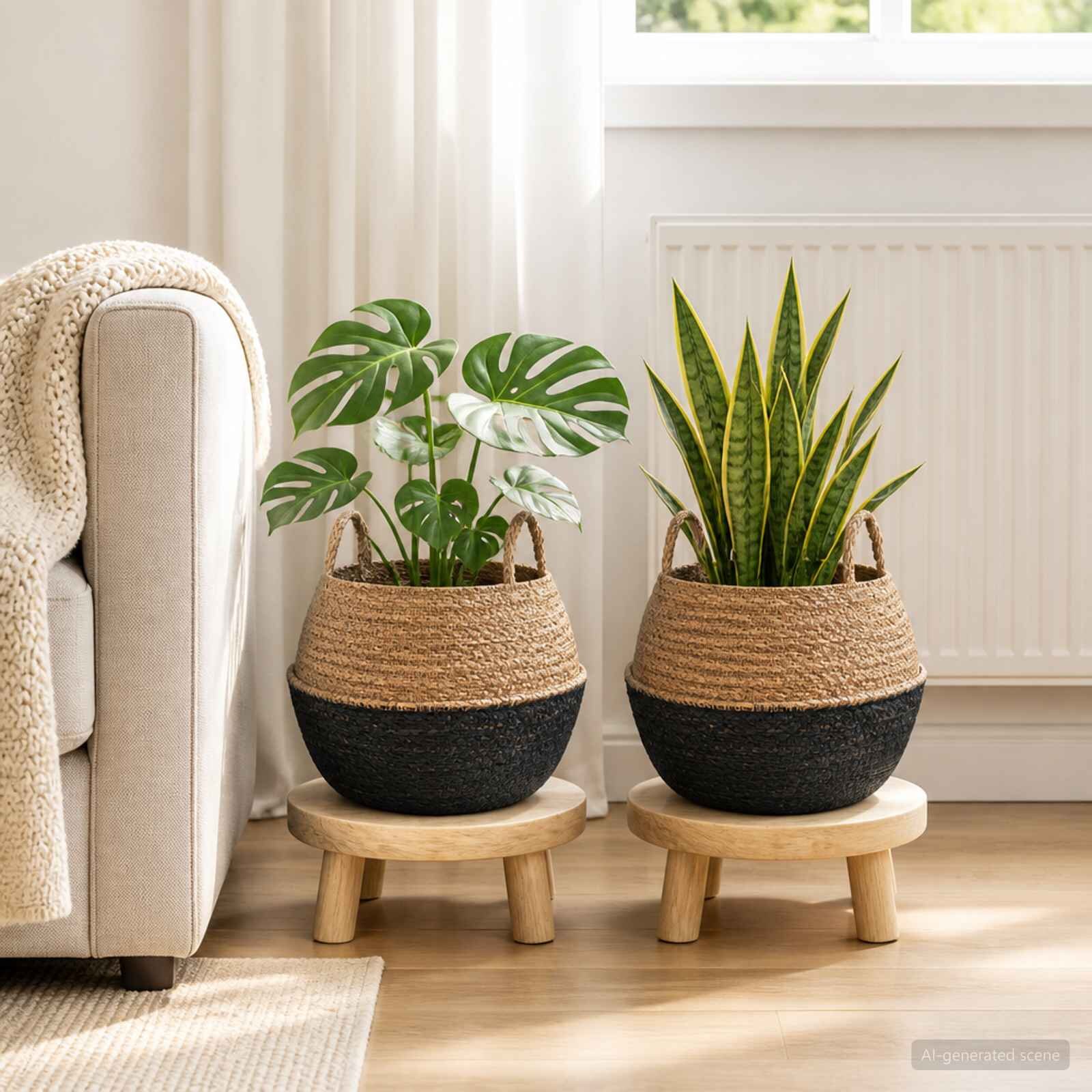 vidaXL Саксия за растения с дръжки 2 бр. Черно Ø 45 x 36 см