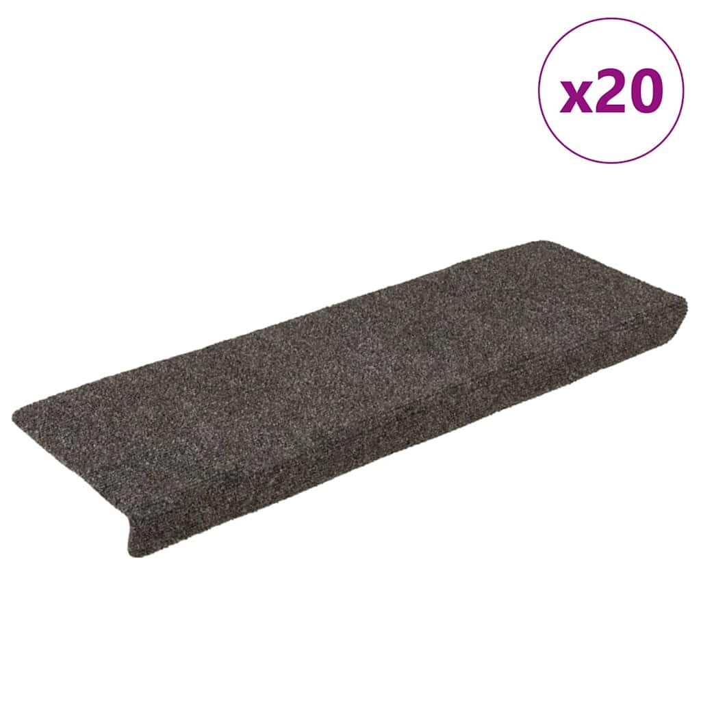 vidaXL Самозалепващи се изтривалки за стълби 20 бр. 65x21x4 см антрацит правоъгълен кант