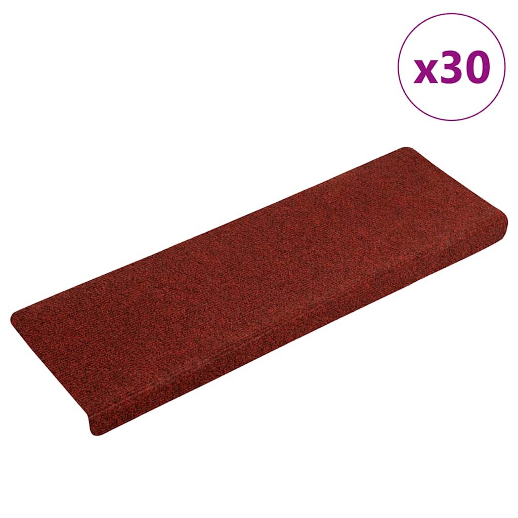 vidaXL Самозалепващи се изтривалки за стълби 30 бр. 65x21x4 см бордо червени правоъгълен кант