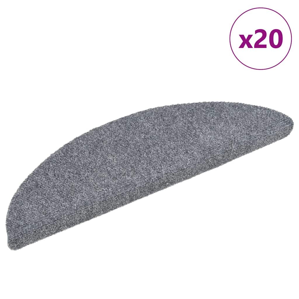 vidaXL Самозалепващи се постелки за стълби 20 бр. 56x17x3 см светлосиви полукръгли