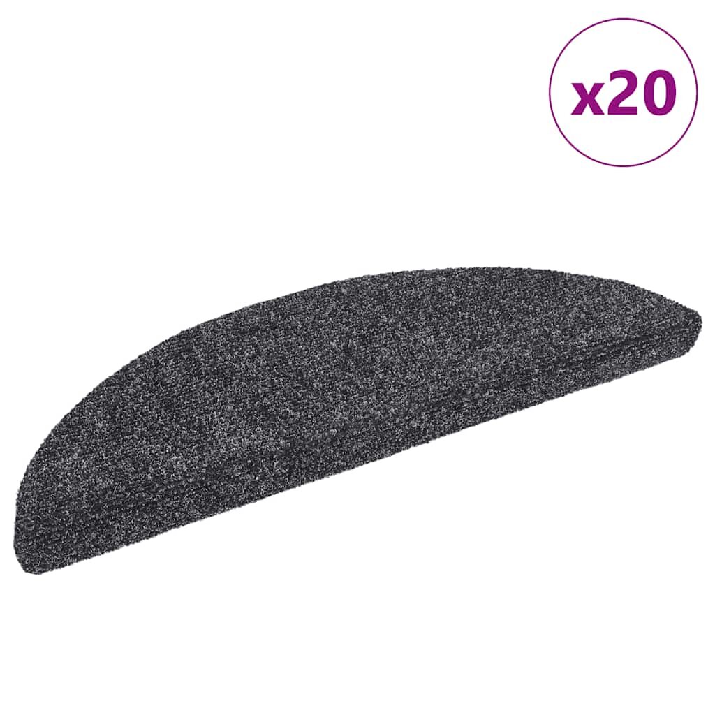 vidaXL Самозалепващи се постелки за стълби 20 бр. 56x17x3 см тъмносиви полукръгли