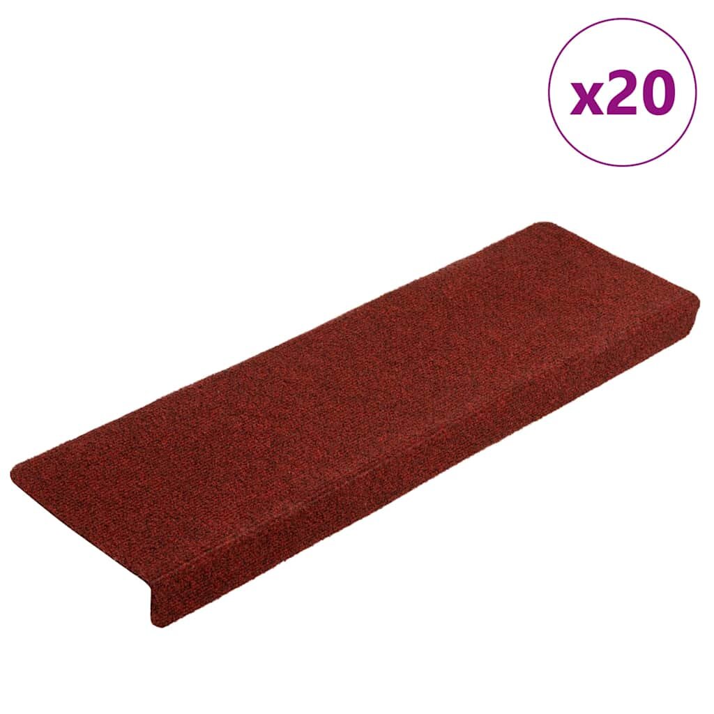 vidaXL Самозалепващи се постелки за стълби 20 бр. 65x21x4 см бордо червени правоъгълен кант