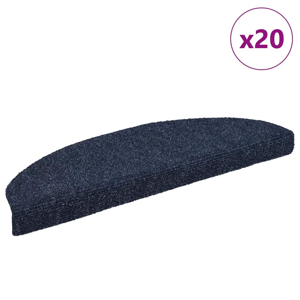 vidaXL Самозалепващи се постелки за стълби 20 бр. 65x21x4 см сини полукръгли големи