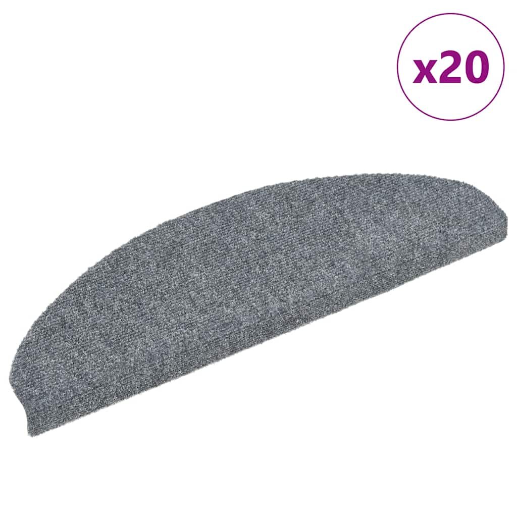 vidaXL Самозалепващи се постелки за стълби 20 бр. 65x21x4 см светлосиви полукръгли големи