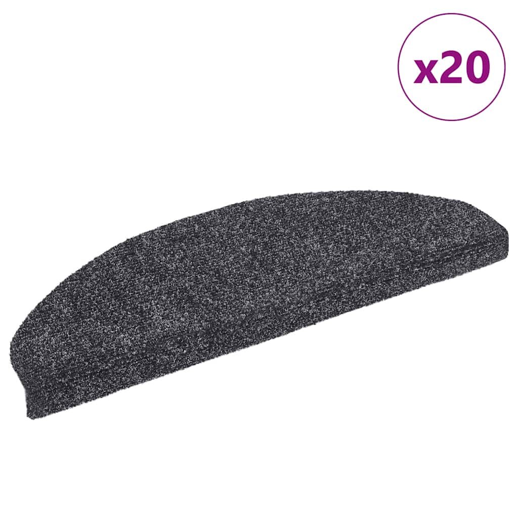 vidaXL Самозалепващи се постелки за стълби 20 бр. 65x21x4 см тъмносиви полукръгли големи