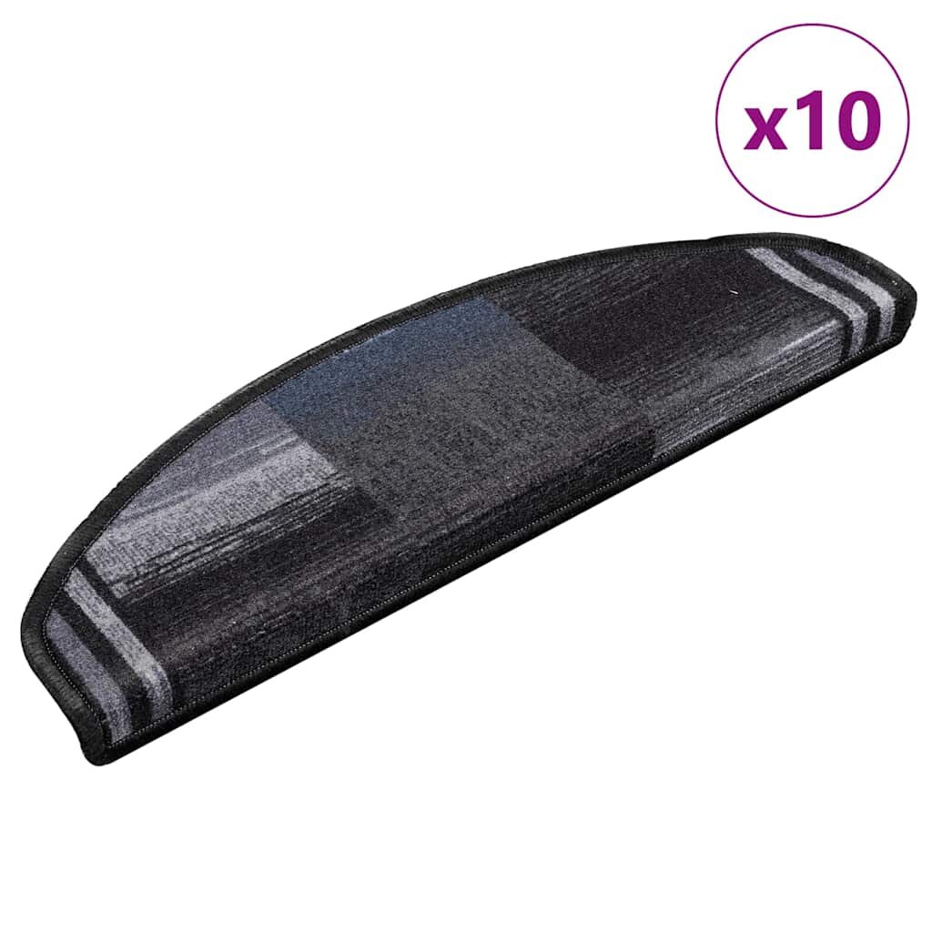 vidaXL Самозалепващи стелки за стълби 10 бр 65x21x4 см черно и сиво