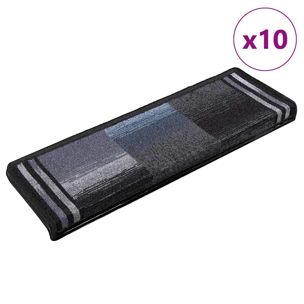 vidaXL Самозалепващи стелки за стълби 10 бр 65x21x4 см черно и сиво