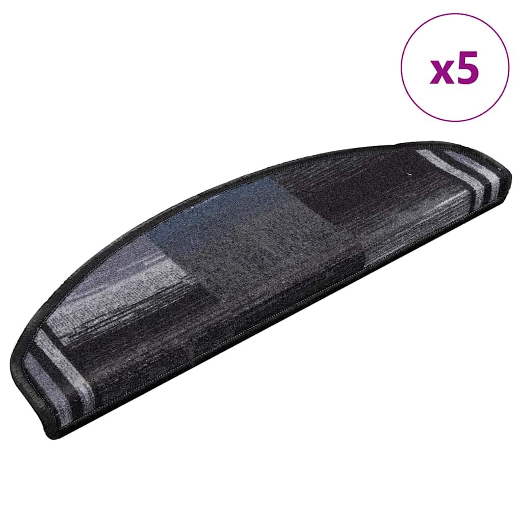vidaXL Самозалепващи стелки за стълби 5 бр 65x21x4 см черно и сиво