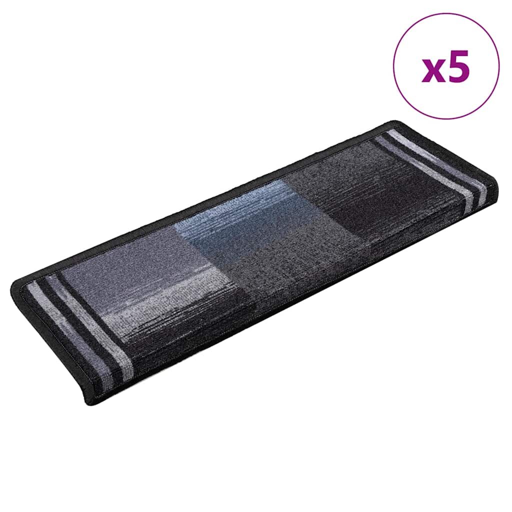 vidaXL Самозалепващи стелки за стълби 5 бр 65x21x4 см черно и сиво