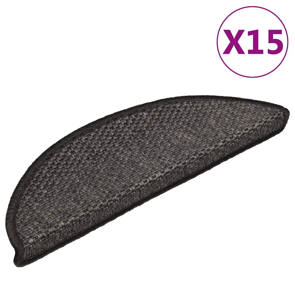 vidaXL Самозалепващи стелки за стълби сизал 15 бр 56x17x3 см антрацит