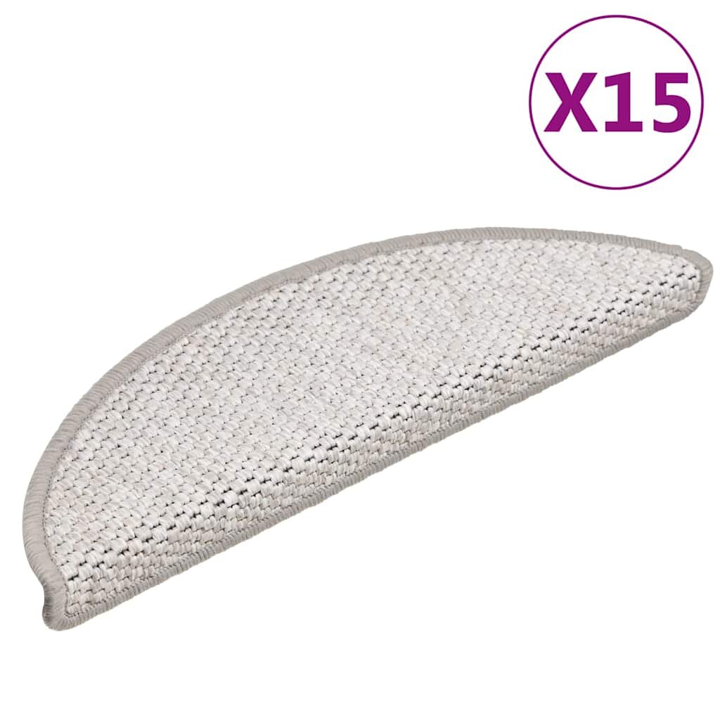 vidaXL Самозалепващи стелки за стълби сизал 15 бр 56x17x3 см платина