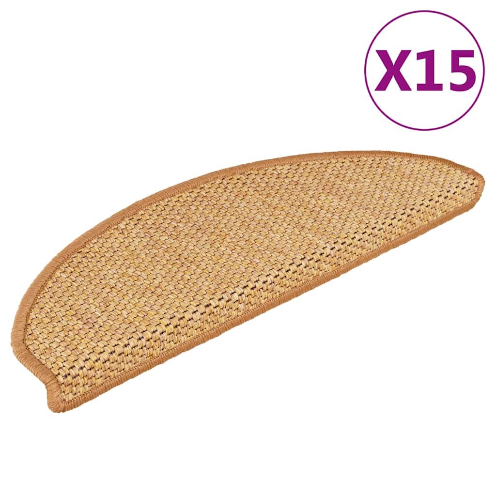 vidaXL Самозалепващи стелки за стълби сизал 15 бр 65x21x4 см