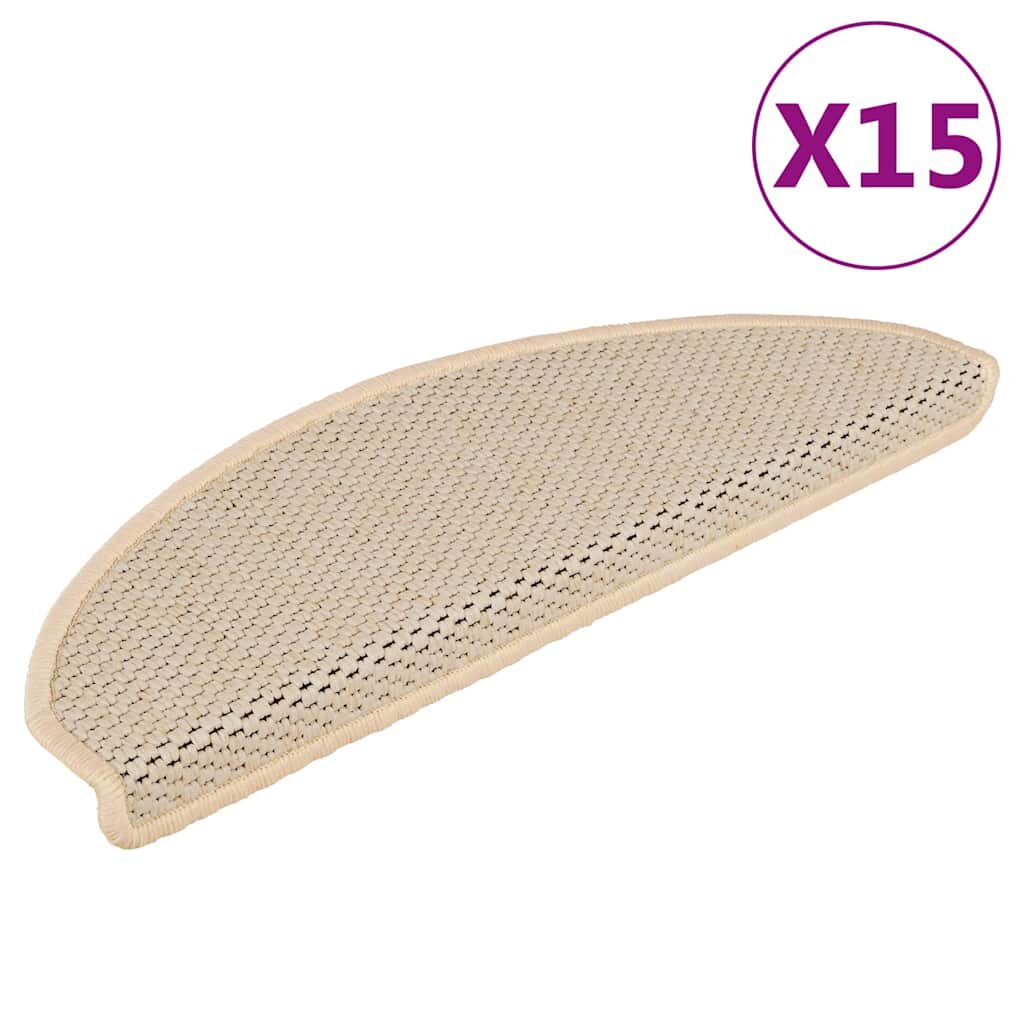 vidaXL Самозалепващи стелки за стълби сизал 15 бр 65x21x4 см бербер