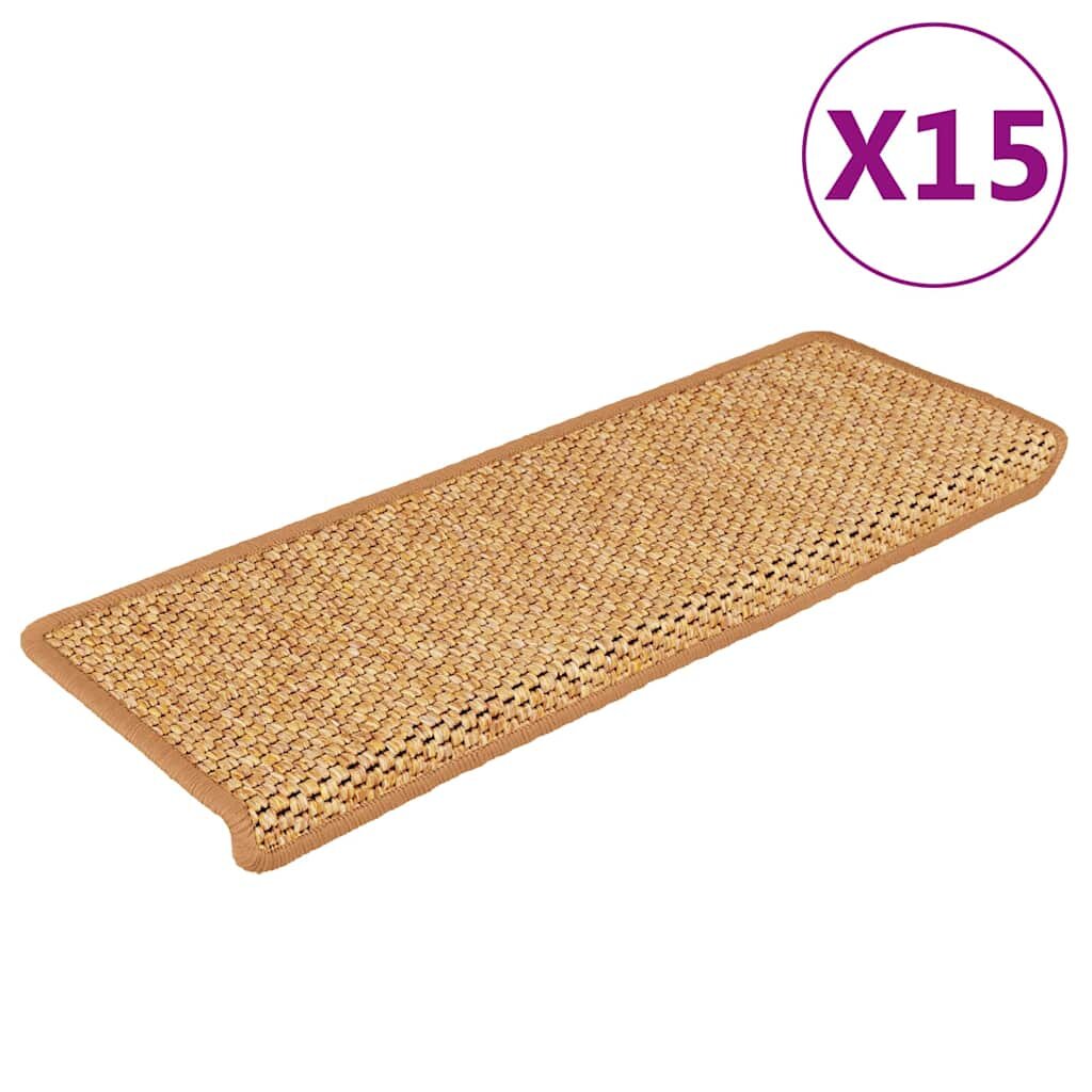 vidaXL Самозалепващи стелки за стълби сизал 15 бр 65x21x4 см сизал