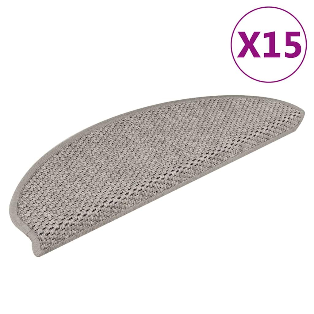 vidaXL Самозалепващи стелки за стълби сизал 15 бр 65x21x4 см сребрист