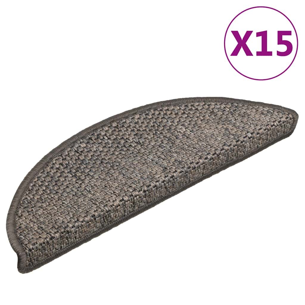 vidaXL Самозалепващи стелки за стълби сизал 15бр 56x17x3см сиво-бежови