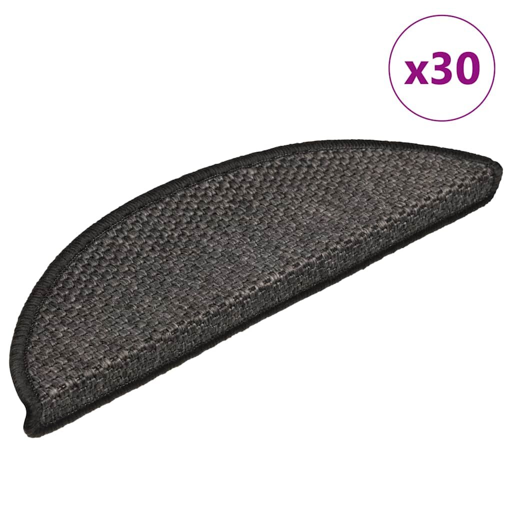 vidaXL Самозалепващи стелки за стълби сизал 30 бр 56x17x3 см антрацит