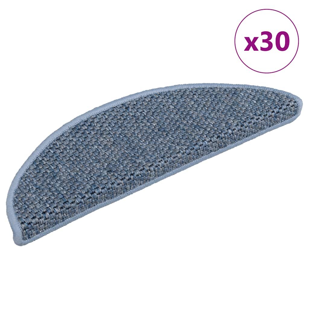 vidaXL Самозалепващи стелки за стълби сизал 30 бр 56x17x3 см сини