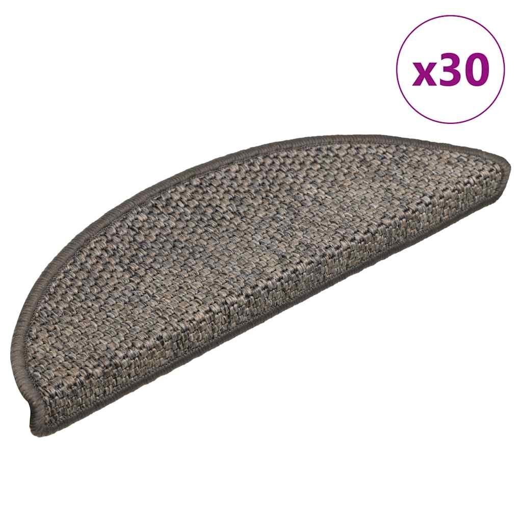 vidaXL Самозалепващи стелки за стълби сизал 30 бр 56x17x3 см сиво-бежови