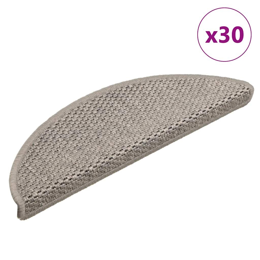 vidaXL Самозалепващи стелки за стълби сизал 30 бр 56x17x3 см сребристи