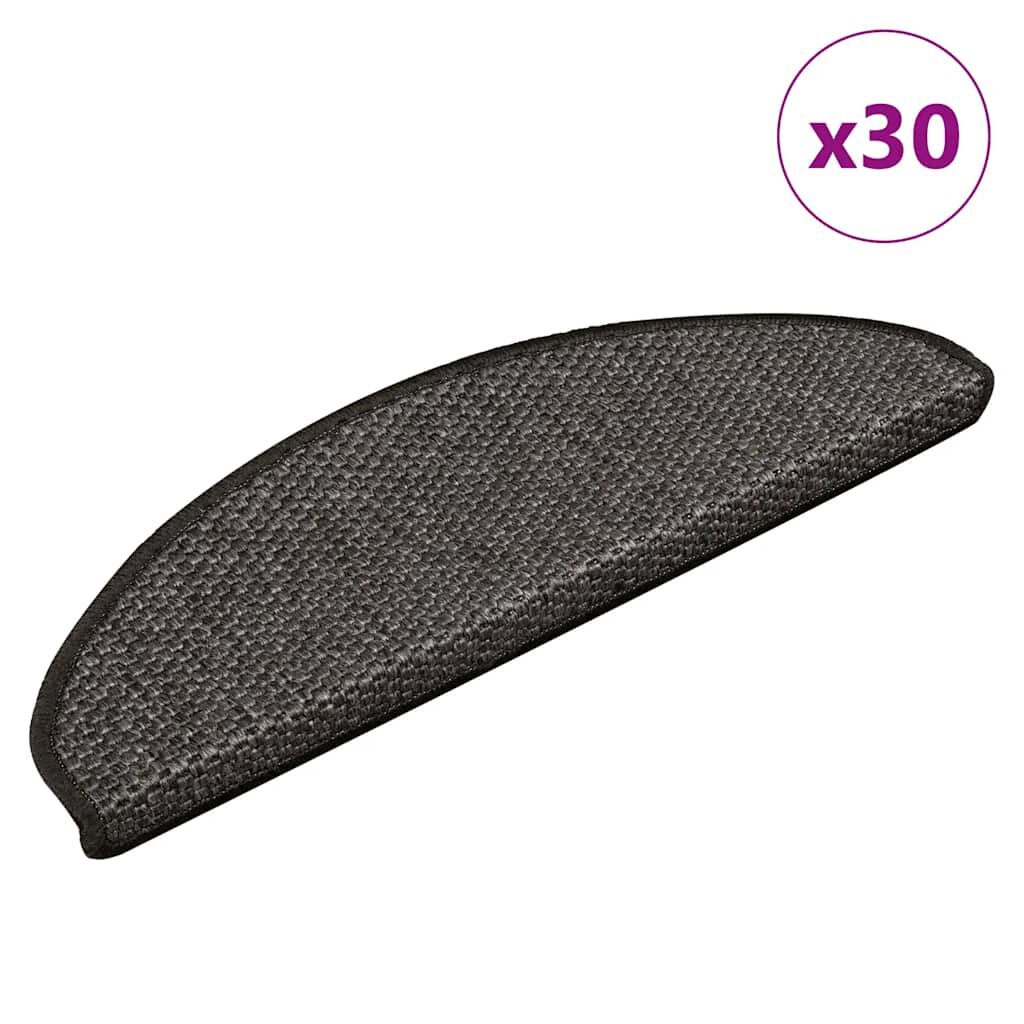vidaXL Самозалепващи стелки за стълби сизал 30 бр 65x21x4 см антрацит