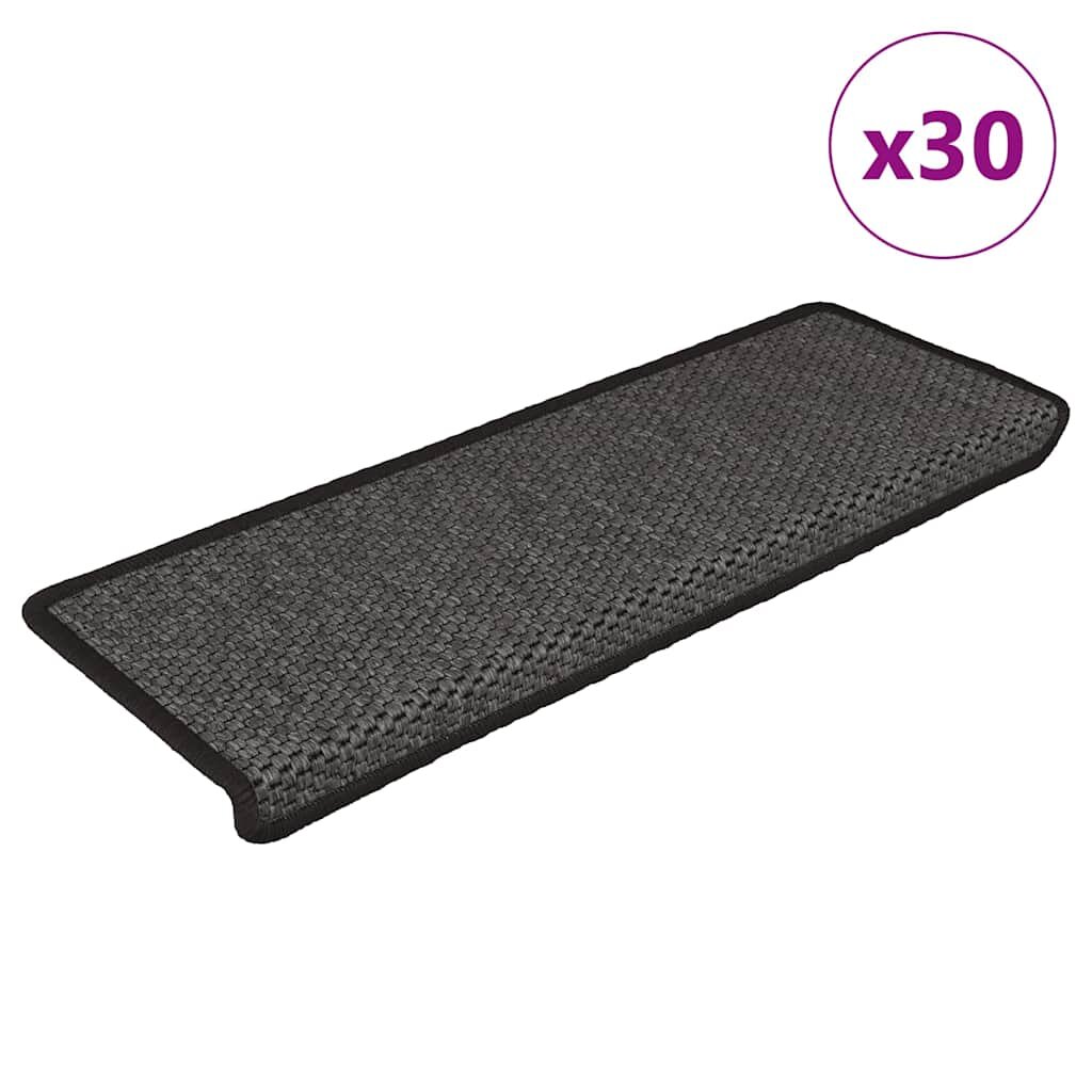vidaXL Самозалепващи стелки за стълби сизал 30 бр 65x21x4 см антрацит