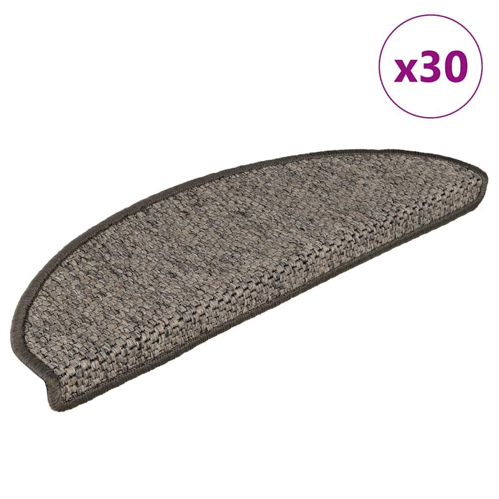 vidaXL Самозалепващи стелки за стълби сизал 30бр 65x21x4 см сиво-бежови