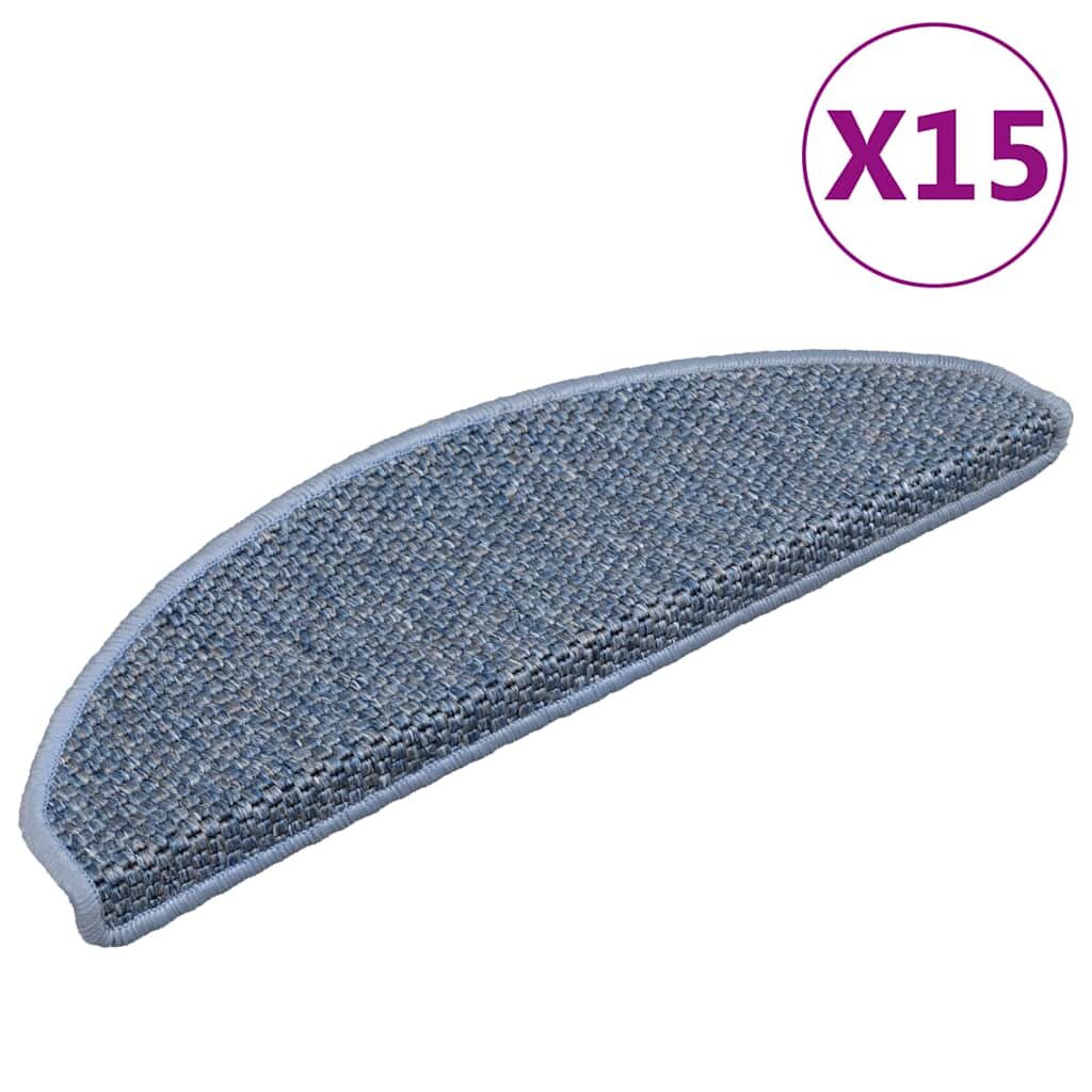vidaXL Самозалепващи стелки за стълби вид сизал 15 бр 65x21x4 см сини