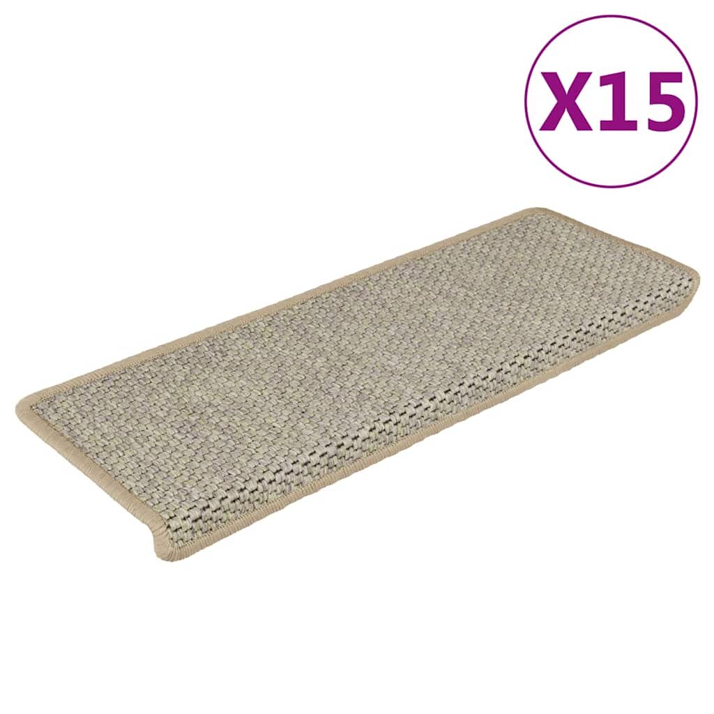 vidaXL Самозалепващи стелки за стълби вид сизал 15 бр 65x21x4см светлозелени