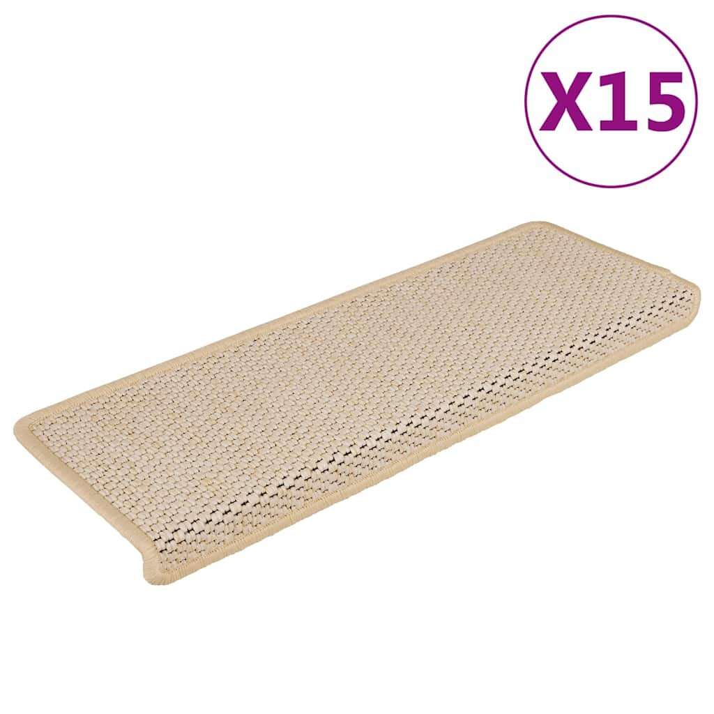vidaXL Самозалепващи стелки за стълби вид сизал 15бр 65x21x4см Berber