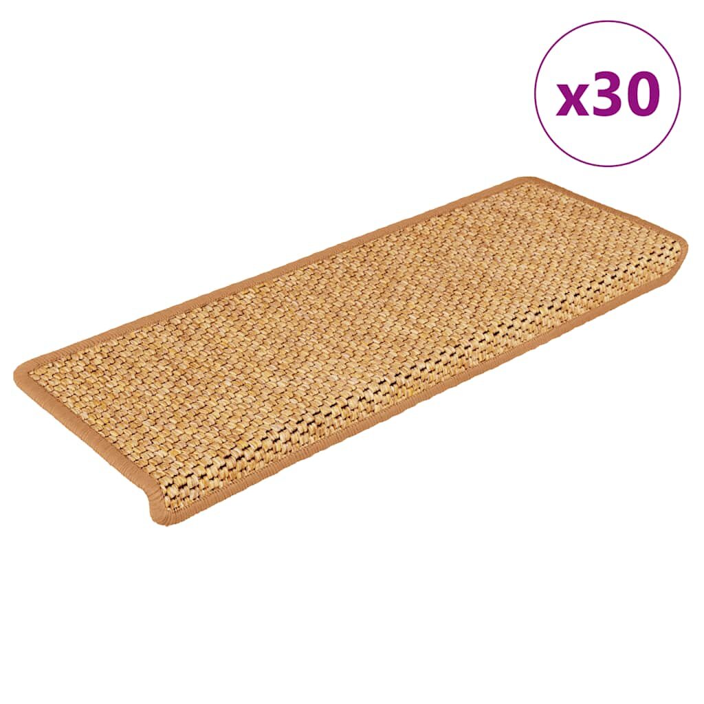 vidaXL Самозалепващи стелки за стълби вид сизал 30 бр 65x21x4 см