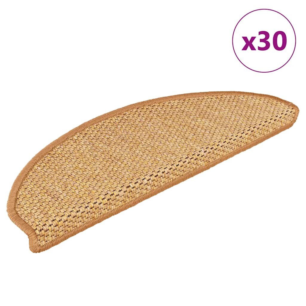 vidaXL Самозалепващи стелки за стълби вид сизал 30бр 65x21x4 см сребро