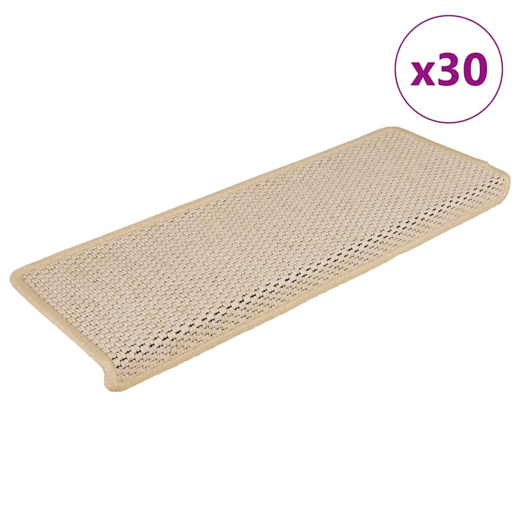 vidaXL Самозалепващи стелки за стълби вид сизал 30бр 65x21x4см Berber