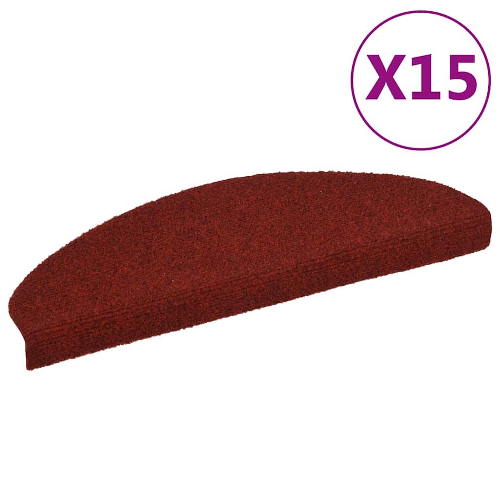 vidaXL Самозалепващи стелки за стъпала 15 бр 65x21x4 см червени