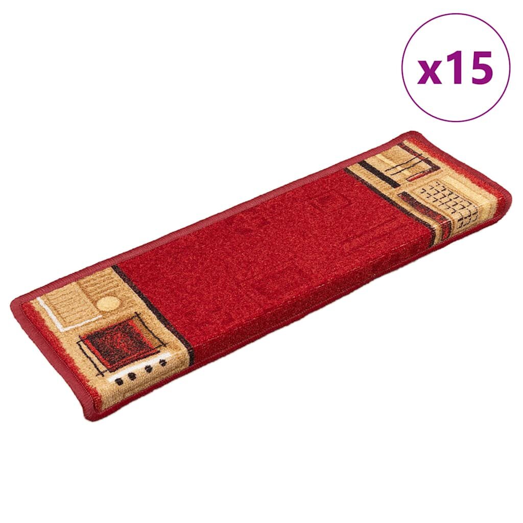 vidaXL Самозалепващи стелки за стъпала 15 бр 65x21x4 см червени