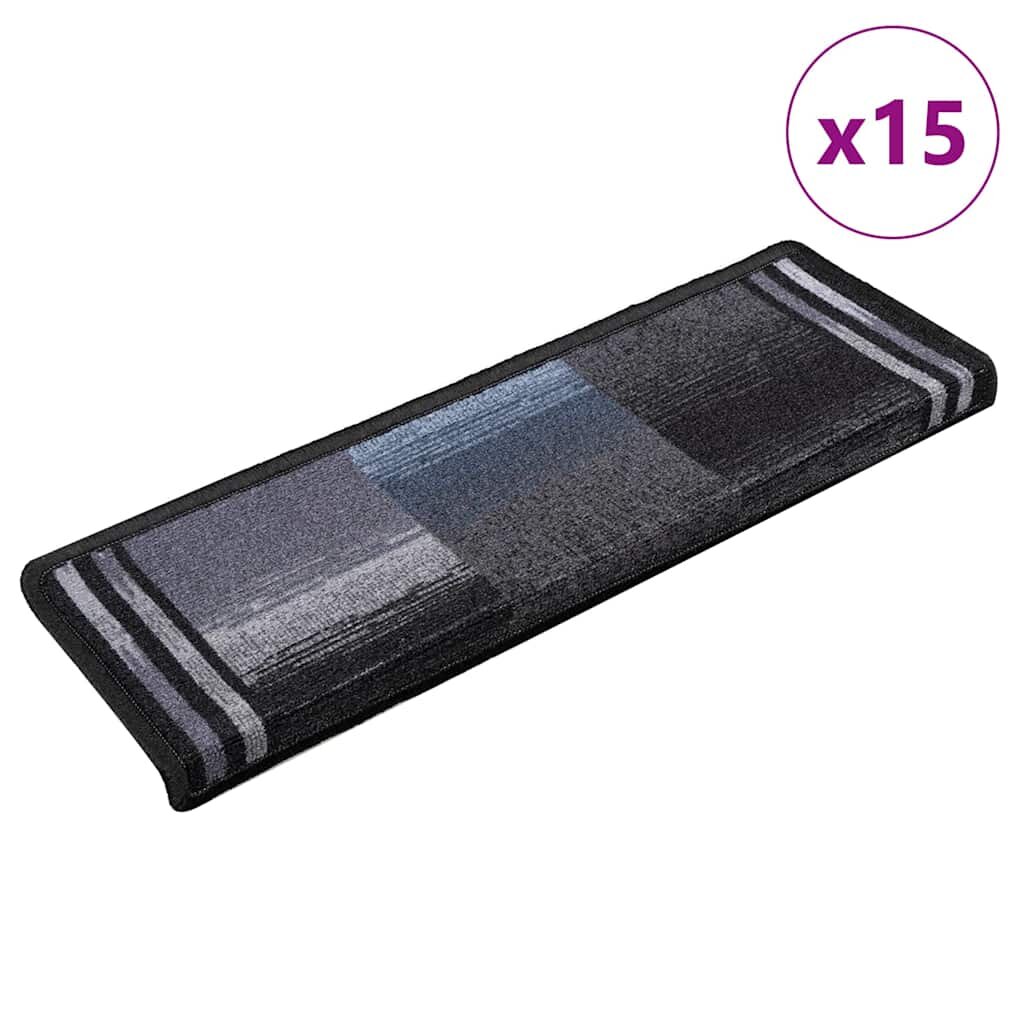 vidaXL Самозалепващи стелки за стъпала 15 бр 65x21x4см черно и сиво