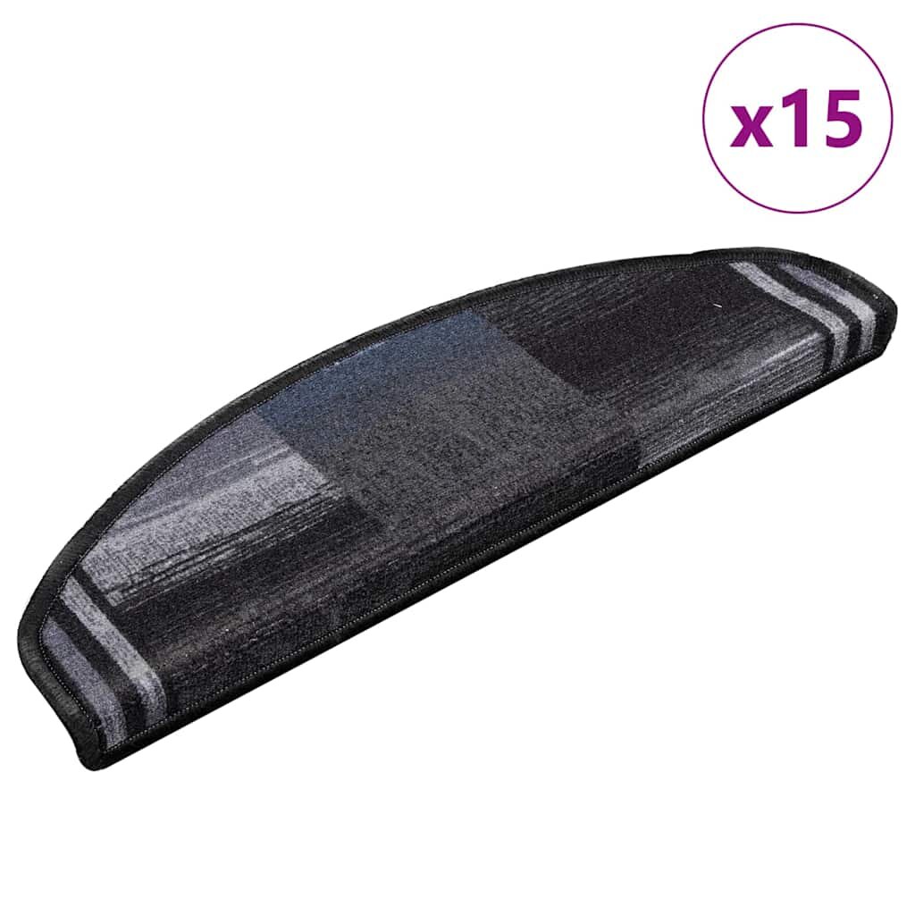 vidaXL Самозалепващи стелки за стъпала 15 бр черно-сиви 65x21x4 см
