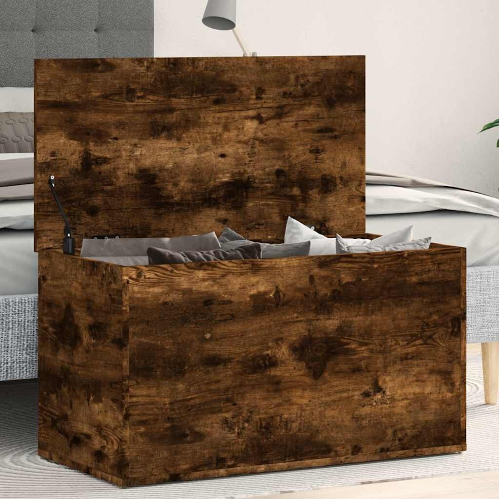 vidaXL Сандък за съхранение опушен дъб 84x42x46 см инженерно дърво
