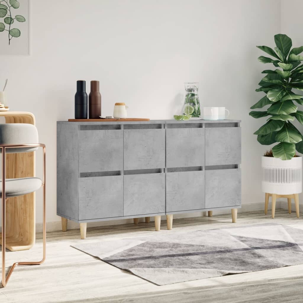 vidaXL Сайдборд 2 бр бетонно сив 60x35x70 см инженерно дърво