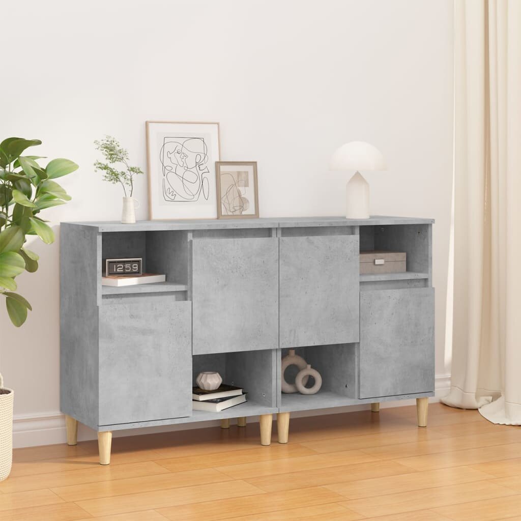 vidaXL Сайдборд 2 бр бетонно сив 60x35x70 см инженерно дърво