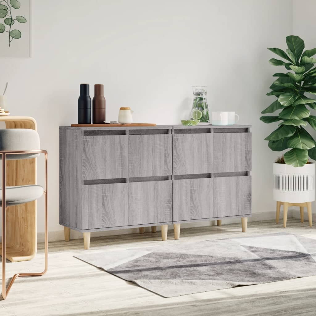 vidaXL Сайдборд 2 бр сив сонома 60x35x70 см инженерно дърво