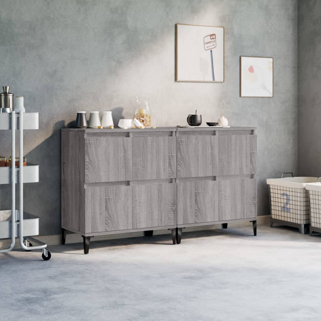 vidaXL Сайдборд 2 бр сив сонома 60x35x70 см инженерно дърво