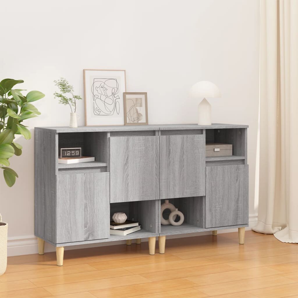 vidaXL Сайдборд 2 бр сив сонома 60x35x70 см инженерно дърво