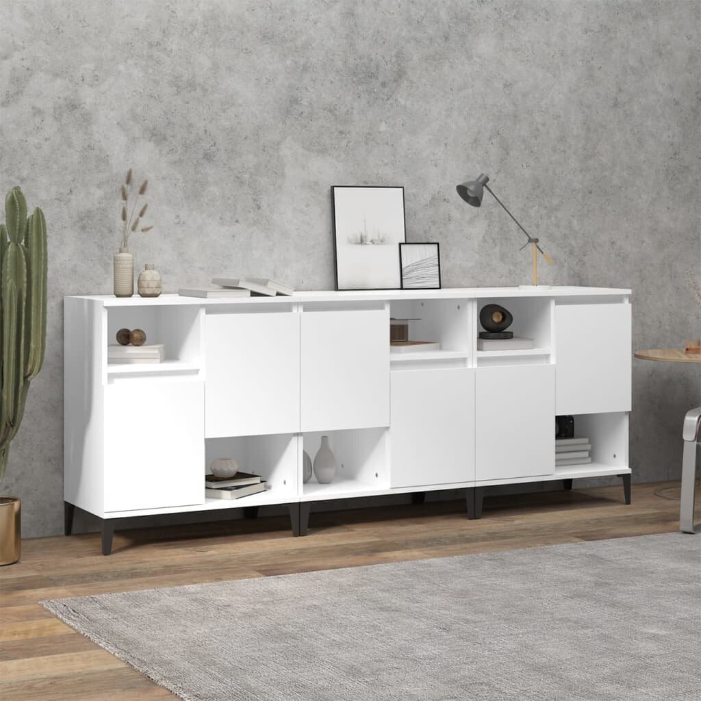 vidaXL Сайдборд 3бр бяло 60x35x70 см инженерно дърво